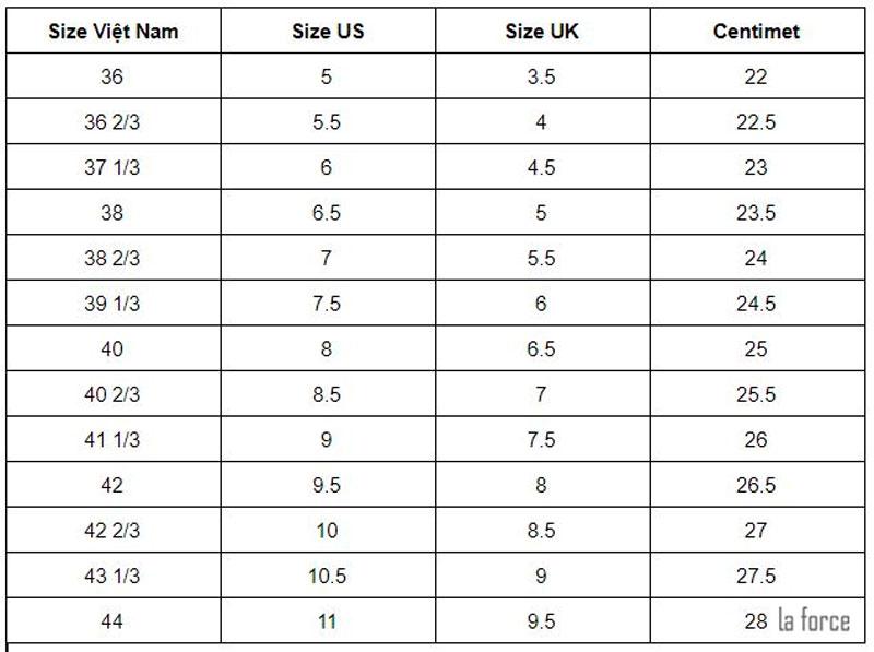 Bảng Size Giày MLB Korea Việt Nam Nữ - Nam: Cập nhật mới