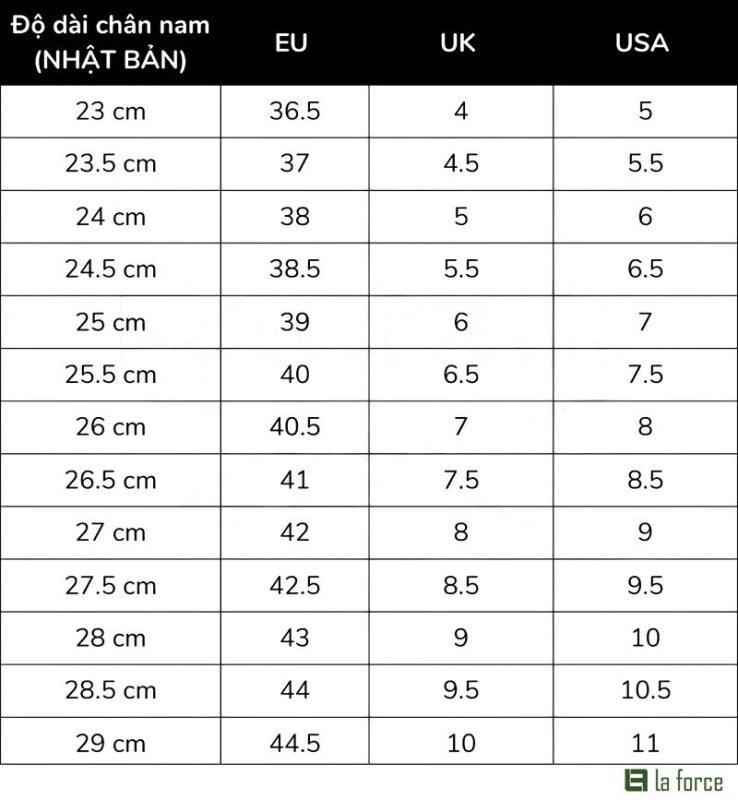 Bảng size giày Reebok Nam Nữ – Nắm rõ thông tin cần thiết