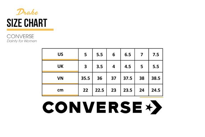 Bảng size giày Converse nam nữ: Tìm kích cỡ phù hợp