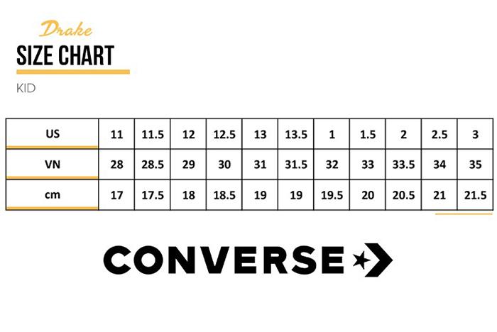 Bảng size giày Converse nam nữ: Tìm kích cỡ phù hợp