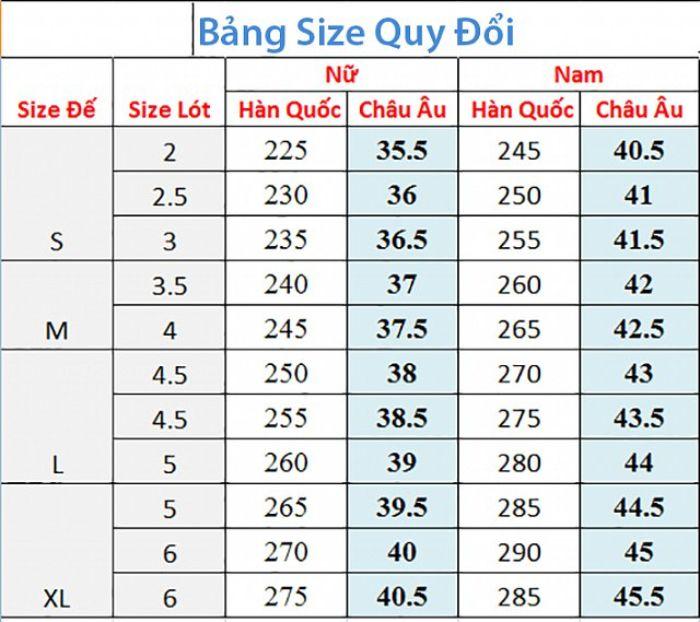 Bảng size giày Hàn Quốc và Việt Nam: Khám phá chi tiết size